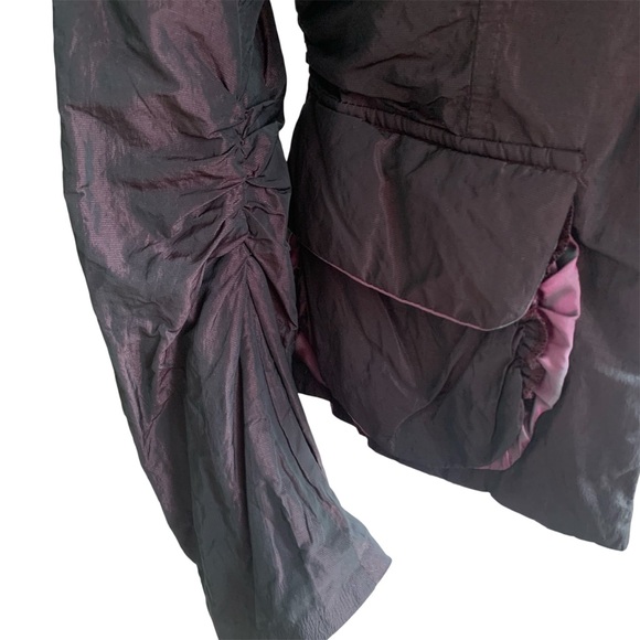 Event Jacket Shot Taffeta Fabrication Sash Front Elegant Evening Purple Black S - Picture 9 of 14